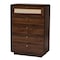 Baxton Studio Jenibelle Classic Walnut Brown Wood 5-Drawer Chest with Rattan Drawer 242-13508-ZORO - alternate 1